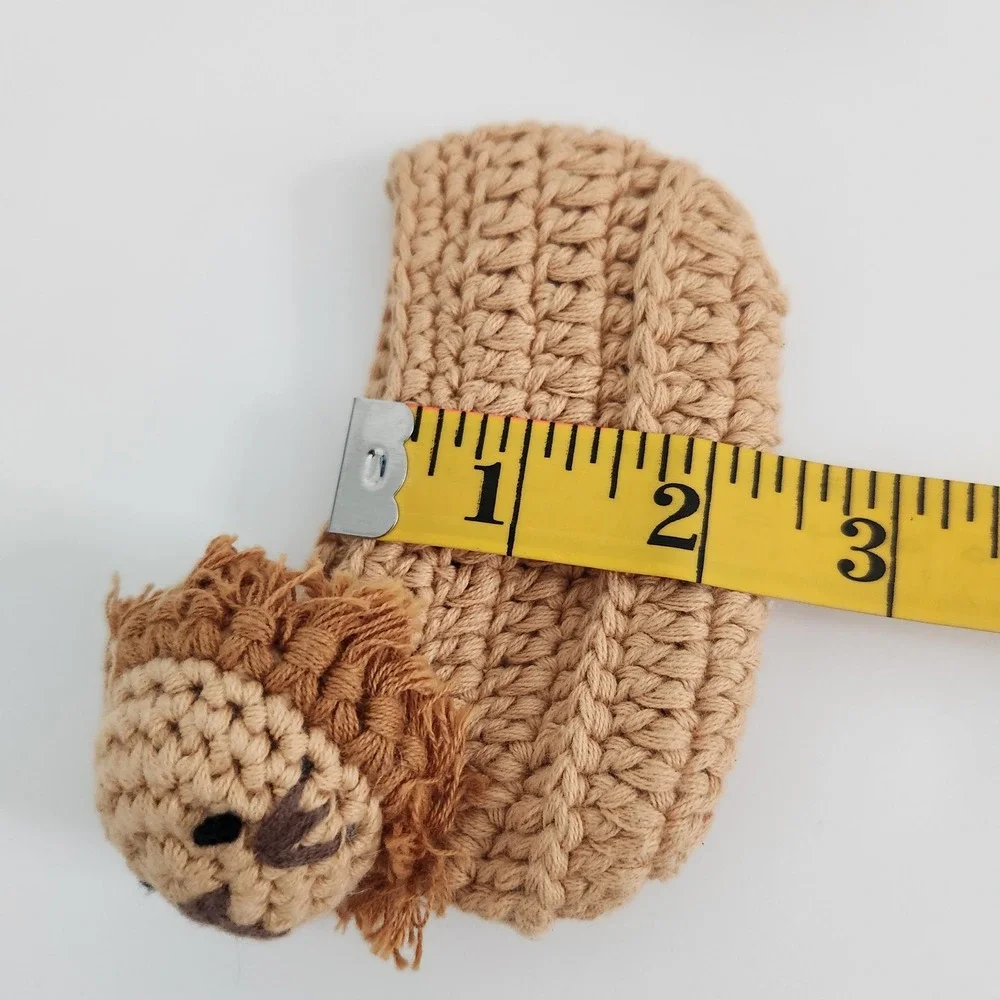 Crochet Lion Baby Booties Tan Animal Infant Slippers 4 Inch Sole